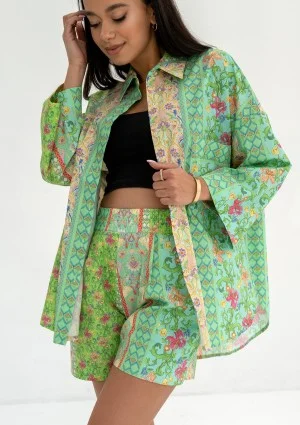 Suri - Minty floral boho oversize shirt
