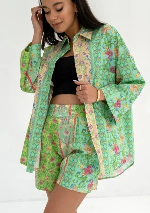 Suri - Minty floral boho shorts