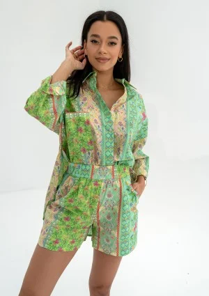 Suri - Minty floral boho shorts