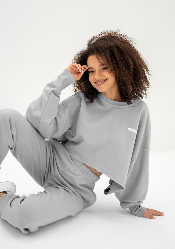 Shore Crop - Gray rock crop oversize sweatshirt