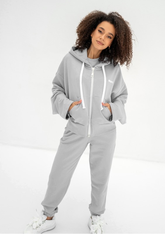 Bane - Rozpinana bluza oversize z kapturem Gray Rock