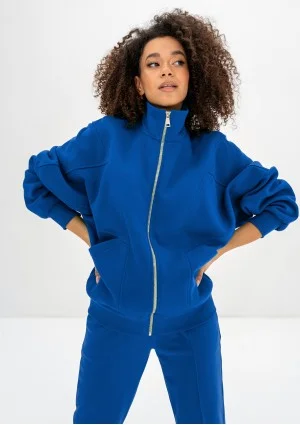 Based - Cobalt blue oversize zipped sweatshirt