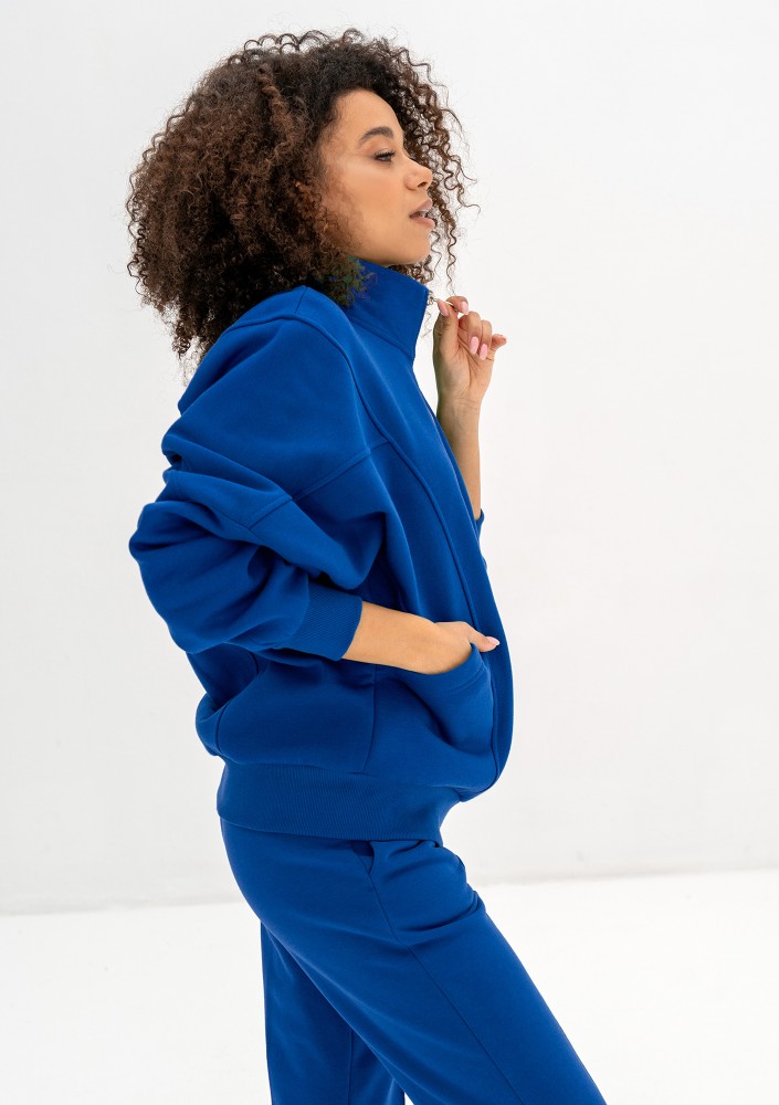 Based - Rozpinana bluza oversize ze stójką Cobalt Blue