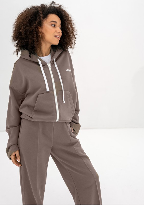 Bane - Simply taupe oversize zipped hoodie