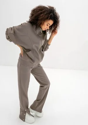 Based - Rozpinana bluza oversize ze stójką Simply Taupe