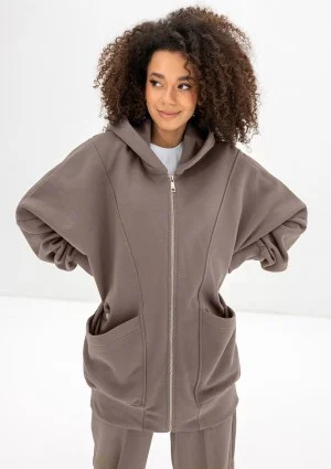 Amala - Simply taupe oversize zipped hoodie