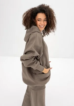 Amala - Simply taupe oversize zipped hoodie