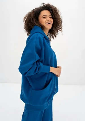 Amala - Cobalt blue oversize zipped hoodie