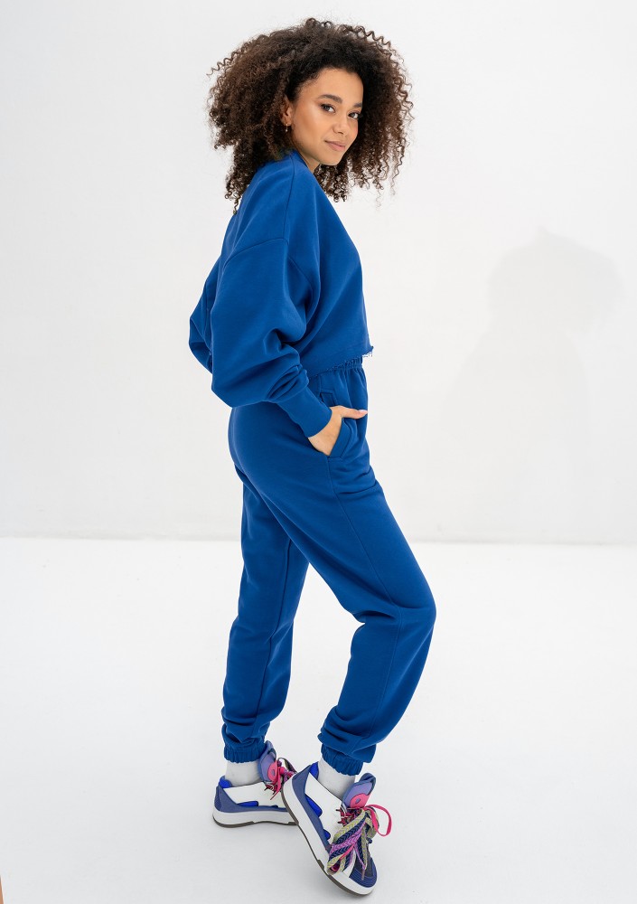 Shore Crop - Cobalt blue crop oversize sweatshirt