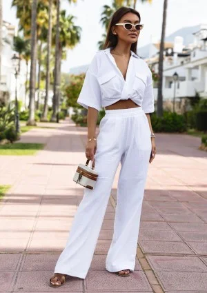 Thera - White muslin crop shirt