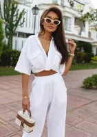 Thera - White muslin crop shirt