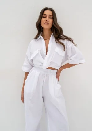 Thera - White muslin crop shirt