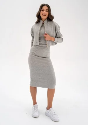 Aster - Grey knitted bodycon dress