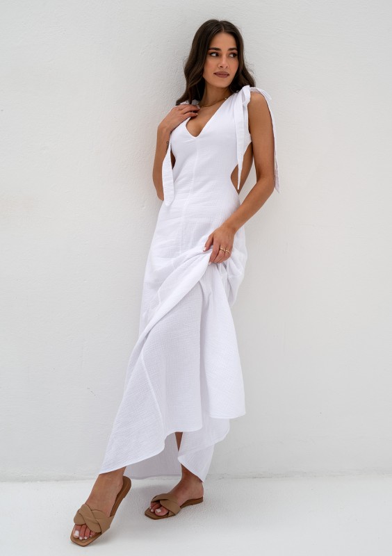 Eleni - White muslin maxi dress