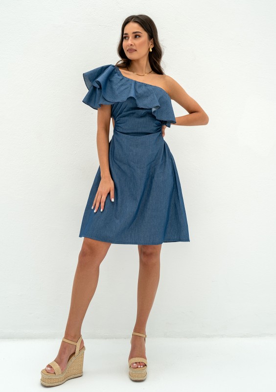 Lyssa - Sukienka mini z falbanką Dark Jeans