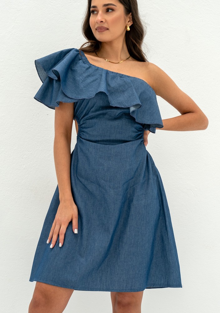 Lyssa - Sukienka mini z falbanką Dark Jeans