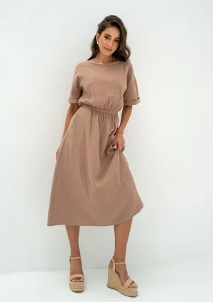 Greta - Beige muslin midi dress