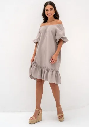 Brienne - Taupe muslin mini dress