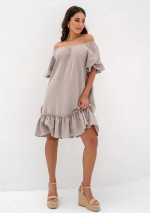 Brienne - Taupe muslin mini dress