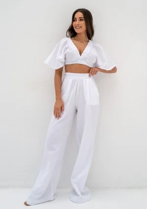 Path - White muslin crop top