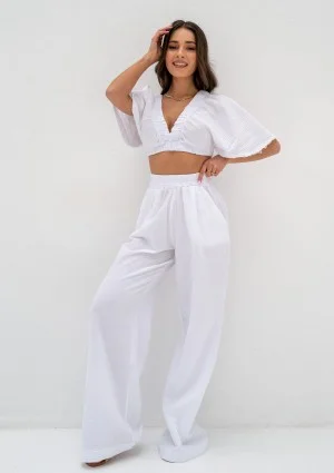 Path - White muslin crop top