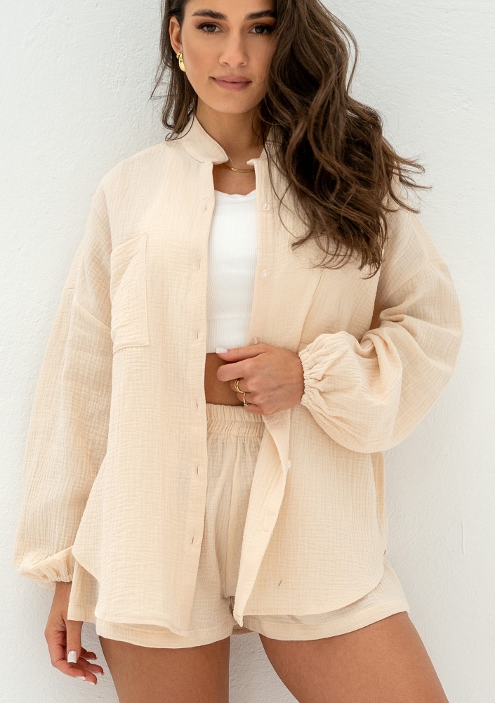 Palma - Creamy muslin oversize shirt