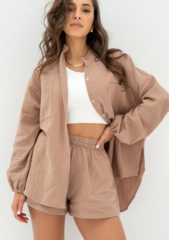 Palma - Beige muslin oversize shirt