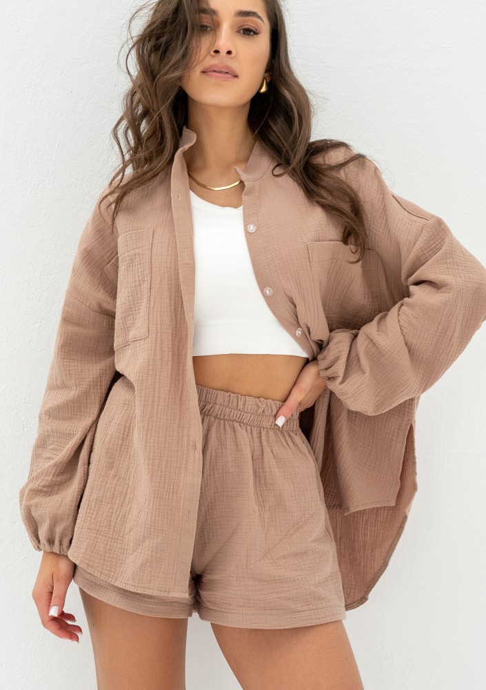 Palma - Beige muslin oversize shirt