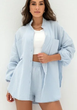 Palma - Light blue muslin oversize shirt