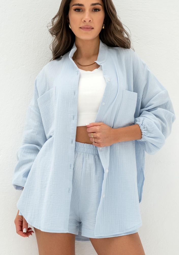 Palma - Light blue muslin oversize shirt