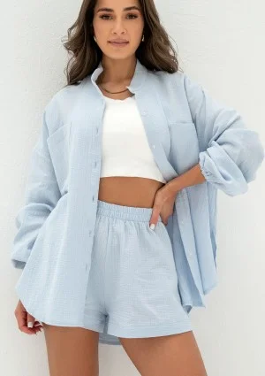 Palma - Light blue muslin oversize shirt