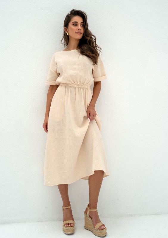 Greta - Creamy muslin midi dress