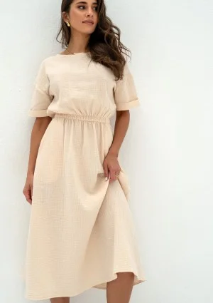 Greta - Creamy muslin midi dress