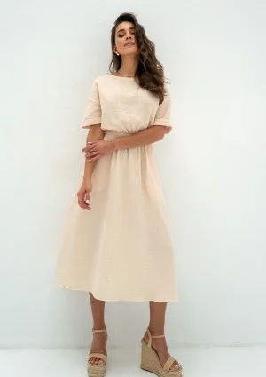 Greta - Creamy muslin midi dress