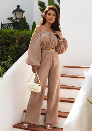 Alines - Beige muslin wide pants