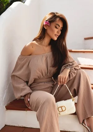 Alines - Beige muslin wide pants