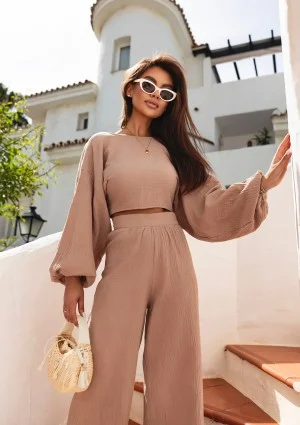 Alines - Beige muslin wide pants