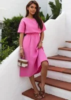Greta - Pink muslin midi dress