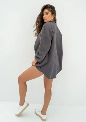 Palma - Graphite muslin oversize shirt