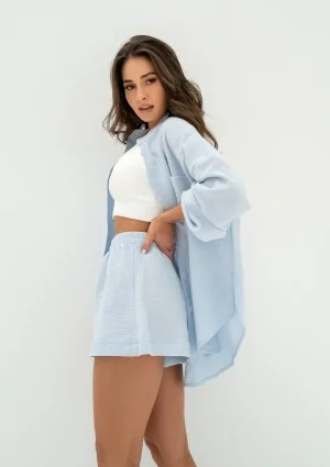 Palma - Light blue muslin oversize shirt