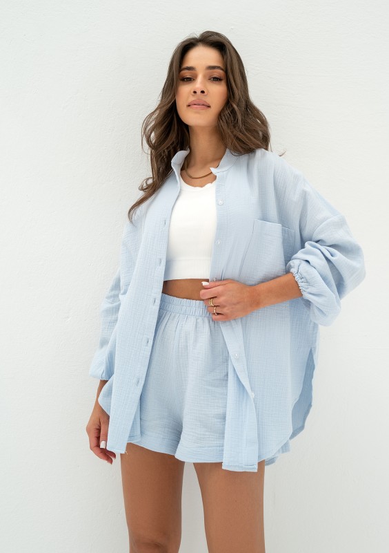 Palma - Light blue muslin oversize shirt