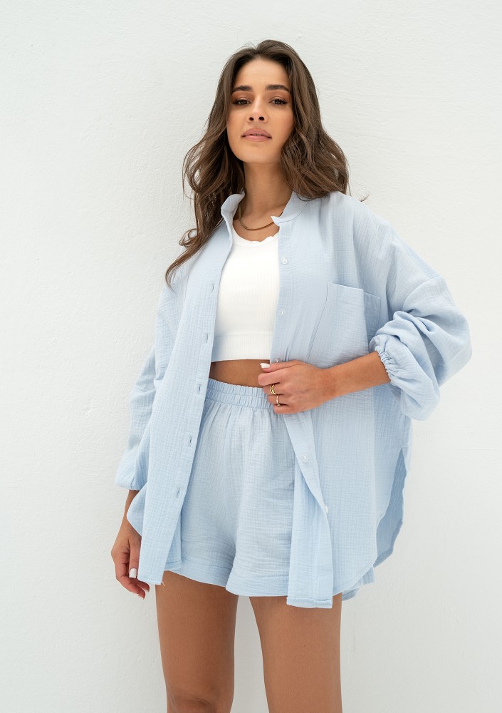 Palma - Light blue muslin oversize shirt