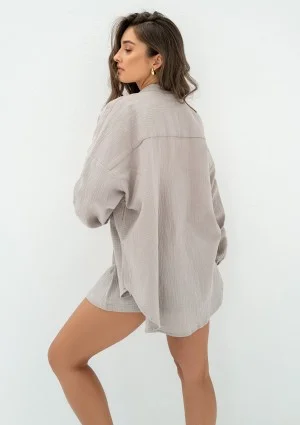 Palma - Taupe muslin oversize shirt