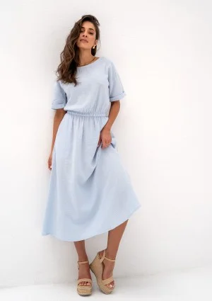 Greta - Light blue muslin midi dress