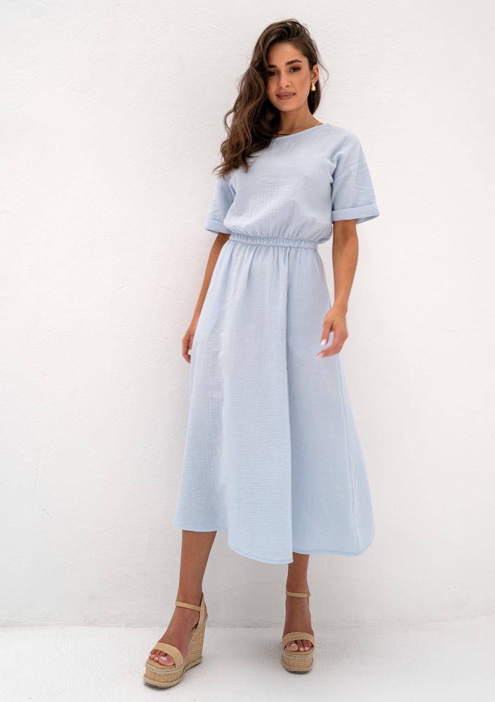 Greta - Light blue muslin midi dress
