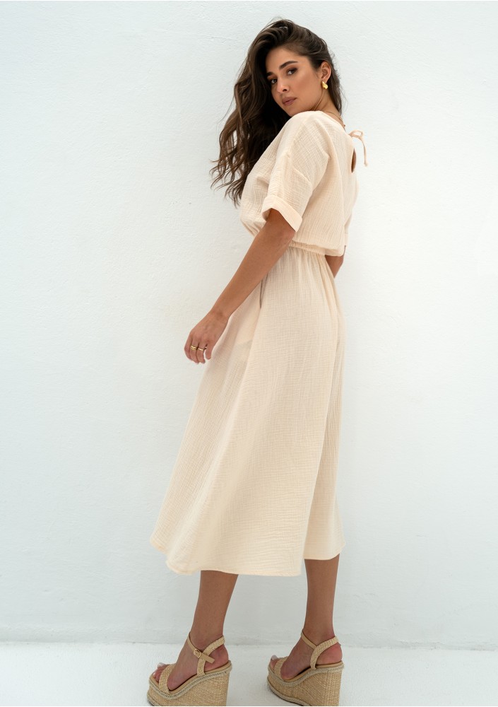 Greta - Creamy muslin midi dress