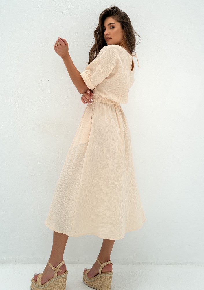 Greta - Creamy muslin midi dress
