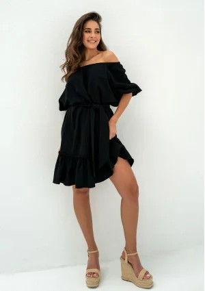 Brienne - Black muslin mini dress