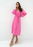 Blanche - Pink muslin midi wrap dress