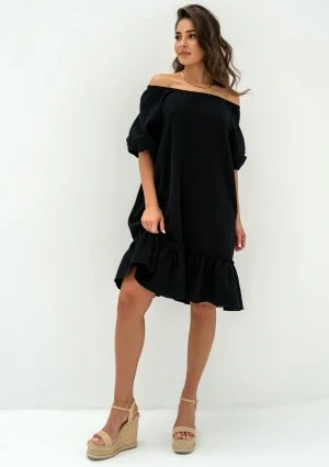 Brienne - Black muslin mini dress